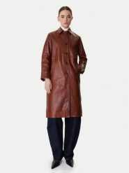 MAX&Co. Płaszcz przejściowy Doppia 2616471021200 Brązowy Regular Fit. Brązowe płaszcze damskie MAX&Co., bez wzorów, ze skóry. Za 3,179.00 zł.