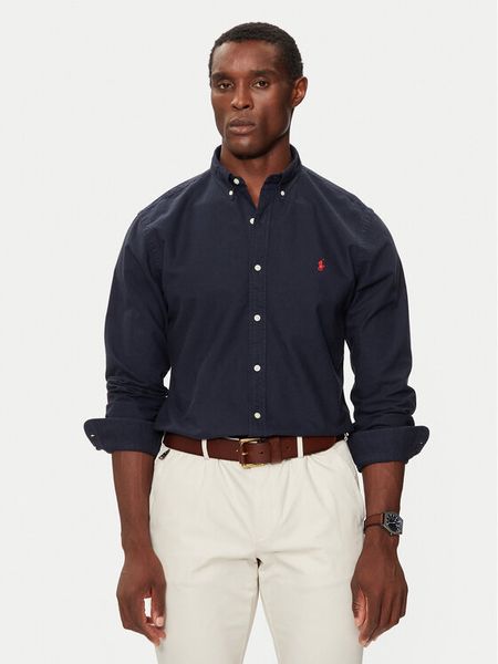 Polo Ralph Lauren Koszula Bsr 710723610 Granatowy Slim Fit. Niebieskie koszule męskie Polo Ralph Lauren, m, bez wzorów, z bawełny, bez kołnierzyka, bez ramiączek. Za 569.99 zł.