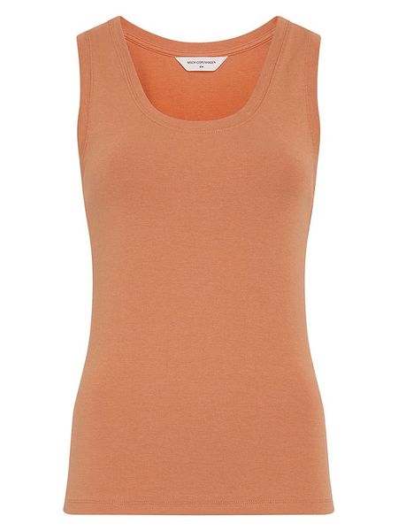 MOSS COPENHAGEN Top w kolorze karmelowym rozmiar: XS/S. Brązowe topy damskie MOSS COPENHAGEN, s, bez wzorów, bez kołnierzyka. Za 109.95 zł.