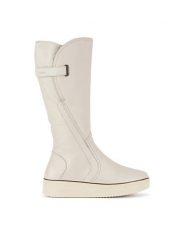 Rieker Kozaki 78853-80 Écru. Kozaki damskie Rieker, ze skóry, bez obcasa, na płaskiej podeszwie. Za 519.99 zł.