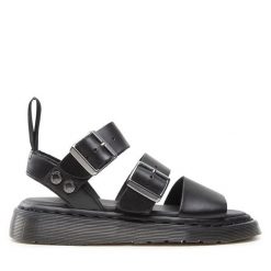 Sandały Dr. Martens. Czarne sandały damskie Dr. Martens, bez wzorów, bez obcasa, na płaskiej podeszwie. Za 399.99 zł.