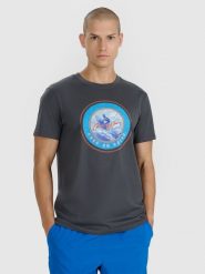 4F T-shirt regular z nadrukiem męski - szary XL. Szare t-shirty męskie 4f, m, bez wzorów, z bawełny, bez kołnierzyka. W wyprzedaży za 59.99 zł.
