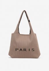 Beżowa Tłoczona Torebka Typu Shopper Saliaria. Brązowe shopper bag damskie Renee, bez wzorów, z jeansu, z tłoczeniem, bez dodatków. Za 69.99 zł.
