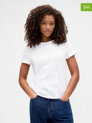 GAP Koszulki (2 szt.) w kolorze czarnym i białym rozmiar: XS. Białe t-shirty damskie GAP, xs, bez wzorów, bez kołnierzyka. Za 52.79 zł.