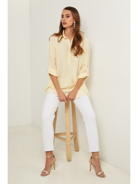Fleur de Lin Bluzka w kolorze żółtym rozmiar: XL. Żółte bluzki damskie Fleur de Lin, xl, bez wzorów, bez kołnierzyka, bez ramiączek. Za 179.95 zł.