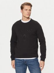 Guess Bluza M5RQ08 KCN01 Czarny Regular Fit. Czarne bluzy bez kaptura męskie Guess, m, z bawełny. Za 209.99 zł.
