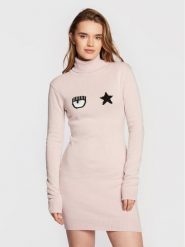Chiara Ferragni Sukienka dzianinowa 73CBOM22 Różowy Slim Fit. Czerwone sukienki damskie Chiara Ferragni, xl, bez wzorów, z dzianiny, bez kołnierzyka, bez ramiączek. Za 739.99 zł.