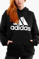 Bluza damska adidas Essentials Big Logo Oversized French Terry Hoodie. Czarne bluzy sportowe damskie Adidas, l, bez wzorów, z bawełny, bez ramiączek, długie, z kapturem. Za 215.99 zł.