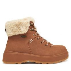 Trzewiki Skechers. Brązowe botki damskie Skechers, bez obcasa, na płaskiej podeszwie, bez zapięcia. Za 339.99 zł.