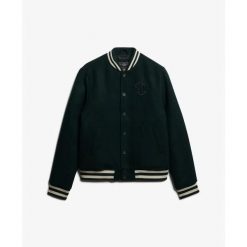 Kurtka puchowa Superdry Bomber en laine Varsity Monogram. Zielone kurtki męskie Superdry., na zimę, m, bez wzorów, z puchu, bez kaptura. W wyprzedaży za 559.20 zł.