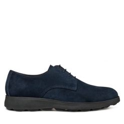 Półbuty Geox. Niebieskie półbuty męskie Geox, bez zapięcia. Za 449.99 zł.