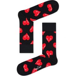 Happy Socks - Skarpetki Smiley Heart. Czarne skarpetki damskie Happy Socks, bez wzorów, z bawełny. W wyprzedaży za 27.90 zł.