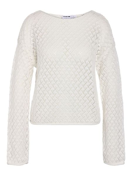 Noisy may Sweter w kolorze białym rozmiar: XL. Białe swetry klasyczne damskie Noisy may, xl, z bawełny, bez kołnierzyka. Za 100.99 zł.