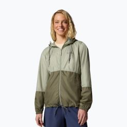 Kurtka przeciwwiatrowa damska Columbia Flash Forward II Windbreaker. Zielone kurtki damskie Columbia, bez wzorów, z softshellu, bez kaptura. Za 169.99 zł.
