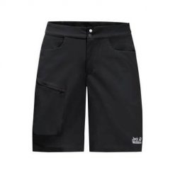 Spodnie trekkingowe męskie Jack Wolfskin 15072316000. Czarne szorty męskie Jack Wolfskin, bez wzorów, sportowe. Za 414.00 zł.