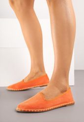 Pomarańczowe Espadryle Balerinki z Przeszyciami Firalissea. Brązowe baleriny damskie Renee, bez wzorów, bez obcasa, na obcasie. Za 49.99 zł.