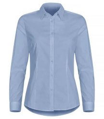 Clique Koszula Stretch Dł. Rękaw Damska - Regular Fit, Jasny Niebieski. Niebieskie koszule damskie CLIQUE, xl, bez wzorów, z bawełny, bez kołnierzyka, bez ramiączek. Za 202.48 zł.