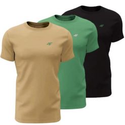 T-shirt męski (ZESTAW KOSZULEK 3 SZT.) 4F 4FWSS26TTSHM4481. T-shirty męskie 4f, l, bez wzorów, z bawełny, bez kołnierzyka. Za 119.99 zł.