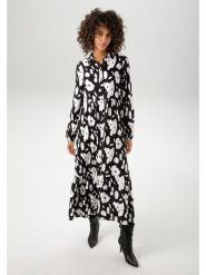 Aniston Sukienka w kolorze czarno-białym rozmiar: 48. Białe sukienki damskie Aniston, na co dzień, bez wzorów, z wiskozy, bez kołnierzyka, bez ramiączek, maxi, proste. Za 110.55 zł.