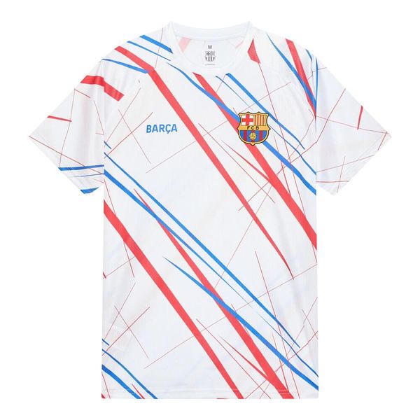 Koszulka piłkarska FC Barcelona męska. Białe t-shirty sportowe męskie FC Barcelona, m, bez ramiączek, do piłki nożnej. Za 149.99 zł.