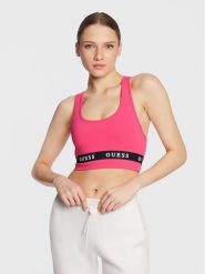Guess Biustonosz top Aline V2YP12 KABR0 Różowy. Czerwone biustonosze Guess, l, z aplikacjami, z bawełny, bez kołnierzyka. Za 199.99 zł.