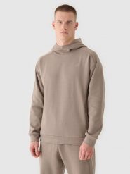 4F Bluza dresowa nierozpinana z kapturem męska - brązowa L. Brązowe bluzy sportowe męskie 4f, bez wzorów, z bawełny, sportowe, bez kołnierzyka, bez ramiączek. W wyprzedaży za 99.99 zł.