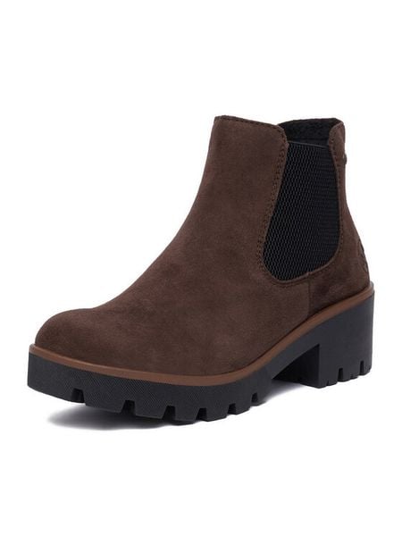 Rieker Botki CEO-79265-25 Brązowy ciemny. Brązowe botki damskie Rieker, ze skóry, bez obcasa, na słupku, bez zapięcia. Za 399.99 zł.