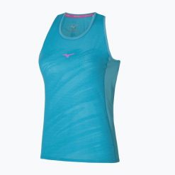 Koszulka do biegania damska Mizuno Aero Tank. Niebieskie t-shirty damskie Mizuno, xl, bez wzorów, z materiału, bez kołnierzyka. Za 109.99 zł.