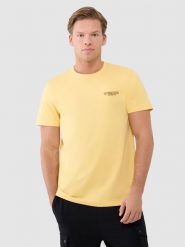 4F T-shirt regular z nadrukiem męski - żółty L. Żółte t-shirty męskie 4f, l, bez wzorów, z bawełny, bez kołnierzyka. W wyprzedaży za 49.99 zł.