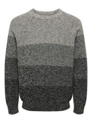 ONLY & SONS Sweter "Birk" w kolorze czarno-szarym rozmiar: S. Czarne swetry męskie Only & Sons, s, bez wzorów, z bawełny, bez kołnierzyka. Za 91.56 zł.