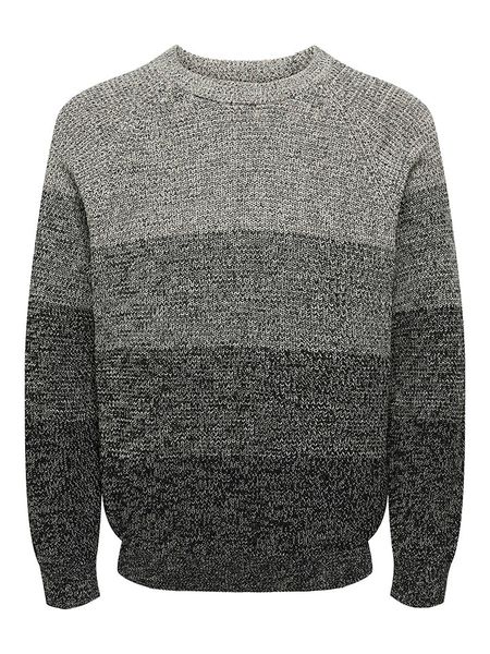 ONLY & SONS Sweter "Birk" w kolorze czarno-szarym rozmiar: S. Czarne swetry męskie Only & Sons, s, bez wzorów, z bawełny, bez kołnierzyka. Za 91.56 zł.