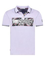 Geographical Norway Koszulka polo w kolorze fioletowym rozmiar: S. Różowe bluzki damskie Geographical Norway, s, bez wzorów, z bawełny, bez kołnierzyka, bez ramiączek. Za 83.42 zł.