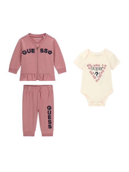 Guess Komplet bluza, body i spodnie dresowe S6YG10 K3951 Różowy Regular Fit. Czerwone bluzy i bluzki niemowlęce Guess, z bawełny. Za 284.99 zł.