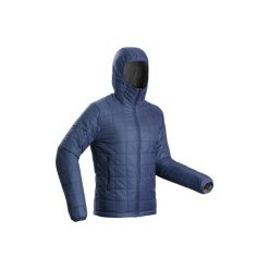 Kurtka trekkingowa Trek 100 z kapturem męska. Brązowe kurtki męskie FORCLAZ, m, bez wzorów, z materiału, z kapturem. Za 119.99 zł.
