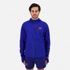 Kurtka przeciwwiatrowa wodoodporna Męska Bieganie MID-ULTRA WINDBREAKER. Niebieskie kurtki treningowe męskie BODYCROSS, na zimę, m, bez wzorów, do biegania. Za 640.99 zł.