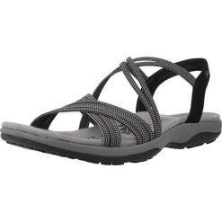 Sandały SKECHERS REGGAE SLIM - TURN IT UP Czarny. Czarne obuwie trekkingowe damskie Skechers, bez wzorów, z tkaniny, bez obcasa. Za 204.99 zł.