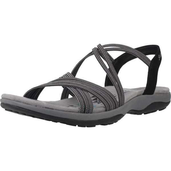 Sandały SKECHERS REGGAE SLIM - TURN IT UP Czarny. Czarne obuwie trekkingowe damskie Skechers, bez wzorów, z tkaniny, bez obcasa. Za 204.99 zł.