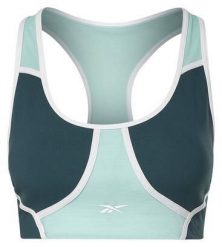 Usztywniany biustonosz dla kobiet Reebok Lux Racer Colorblocked. Niebieskie biustonosze sportowe damskie Reebok, bez wzorów. Za 173.30 zł.