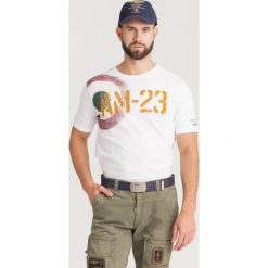 T-SHIRT Aeronautica Militare. Białe t-shirty męskie AERONAUTICA MILITARE, l, bez wzorów, z bawełny, bez kołnierzyka. Za 219.00 zł.