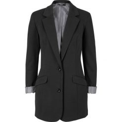 Długi żakiet z dżerseju z bawełny. Czarne marynarki i żakiety damskie bonprix, bez wzorów, z bawełny, eleganckie. Za 209.99 zł.