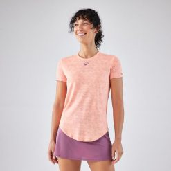 Koszulka do padla damska krótki rękaw Kuikma PTS Dry. Brązowe bluzki damskie KUIKMA, s, bez wzorów, z materiału, sportowe, bez kołnierzyka, bez ramiączek. Za 74.99 zł.