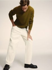 Strukturalny sweter z bawełną - zielony. Zielone swetry męskie Reserved, l, bez wzorów, z bawełny, bez kołnierzyka. Za 119.99 zł.