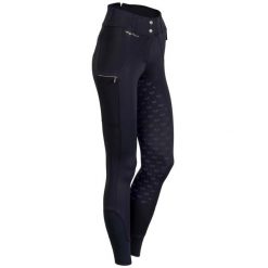 Damskie spodnie jeździeckie o pełnej przyczepności Harry's Horse Sporty. Niebieskie spodnie materiałowe damskie HARRYS HORSE, bez wzorów, z elastanu, eleganckie. Za 382.00 zł.