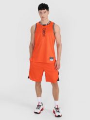 4F Spodenki do koszykówki szybkoschnące męskie - pomarańczowe L. Brązowe szorty sportowe męskie 4f, l, z dzianiny, do koszykówki. W wyprzedaży za 99.99 zł.