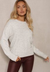 Jasnoszary Sweter z Domieszką Wełny Torissia. Szare swetry klasyczne damskie Renee, na zimę, z wełny, bez kołnierzyka. Za 139.99 zł.