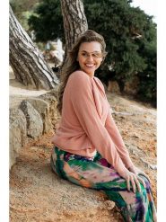 &Co Woman Spodnie "Loa" w kolorze różowo-zielonym rozmiar: L. Zielone spodnie materiałowe damskie &Co Woman, bez wzorów, z materiału. Za 164.45 zł.