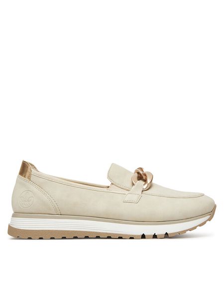 Rieker Półbuty 49051-60 Szary. Szare półbuty damskie Rieker, bez wzorów, z materiału, bez obcasa, na płaskiej podeszwie. Za 329.99 zł.