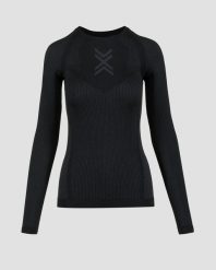 Koszulka z długim rękawem damska X-Bionic XCEED RUN SHIRT LS BLACK/RHINO GREY. Czarne bluzki sportowe damskie X BIONIC, uniwersalny, z materiału, bez kołnierzyka, bez ramiączek. Za 459.99 zł.
