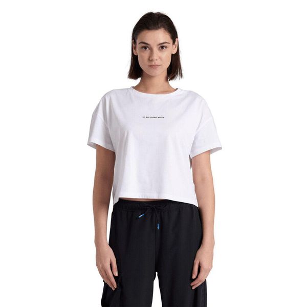 Koszulka damska top bawełniany sportowy okrągły dekolt Arena Crop Top. Białe bluzki sportowe damskie Arena, s, bez wzorów, z bawełny, bez ramiączek. Za 101.98 zł.