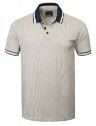 Męska Koszulka Polo - Pako Jeans - Beżowa, Drobny Wzorek. Brązowe koszulki polo męskie Pako Jeans, l, bez wzorów, z bawełny, bez ramiączek. Za 129.00 zł.